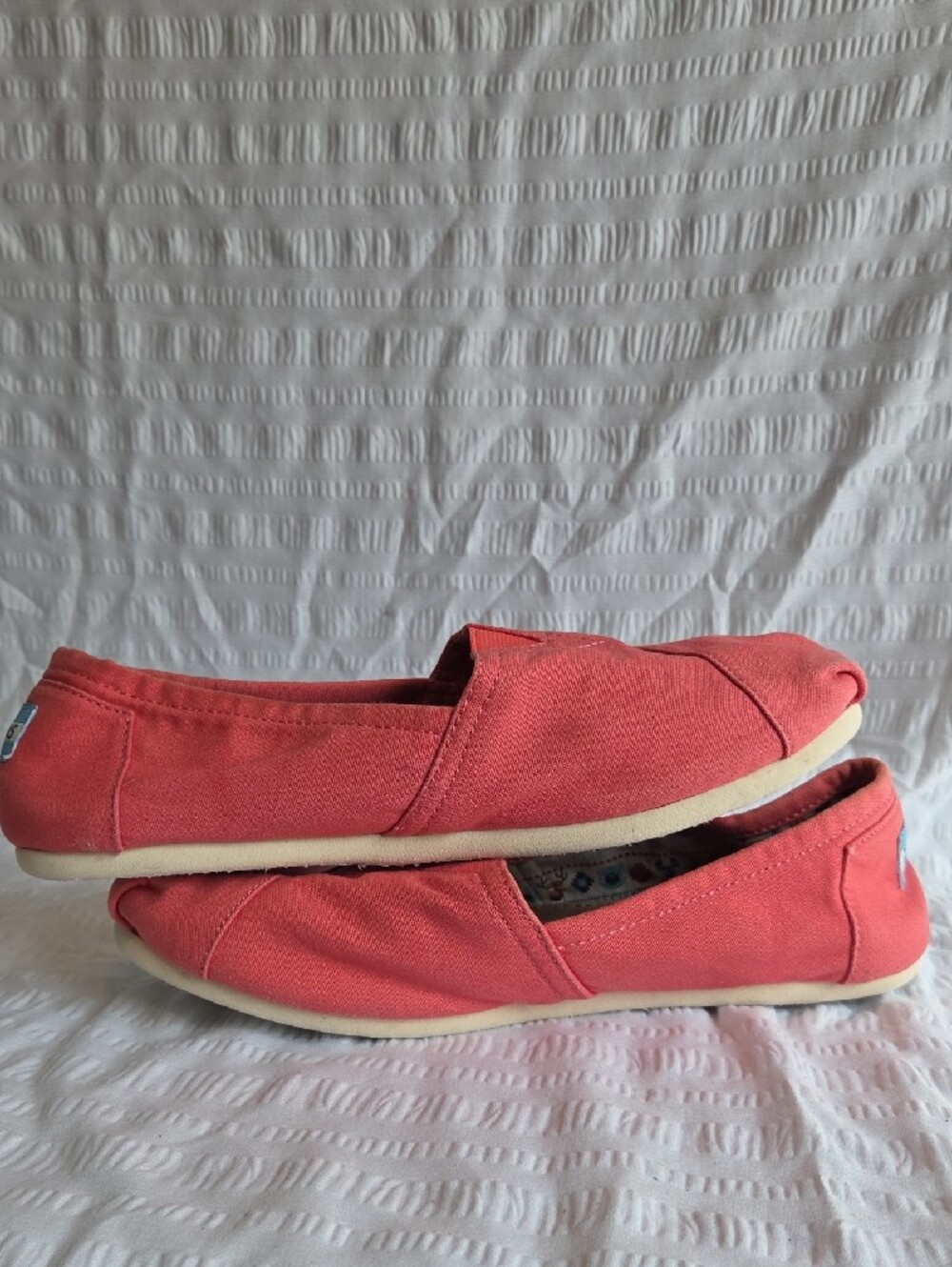 TOMS Classic Canvas Alpargata Slip-Ons Coral Pink Women's Size 10 - Picture 7 of 11